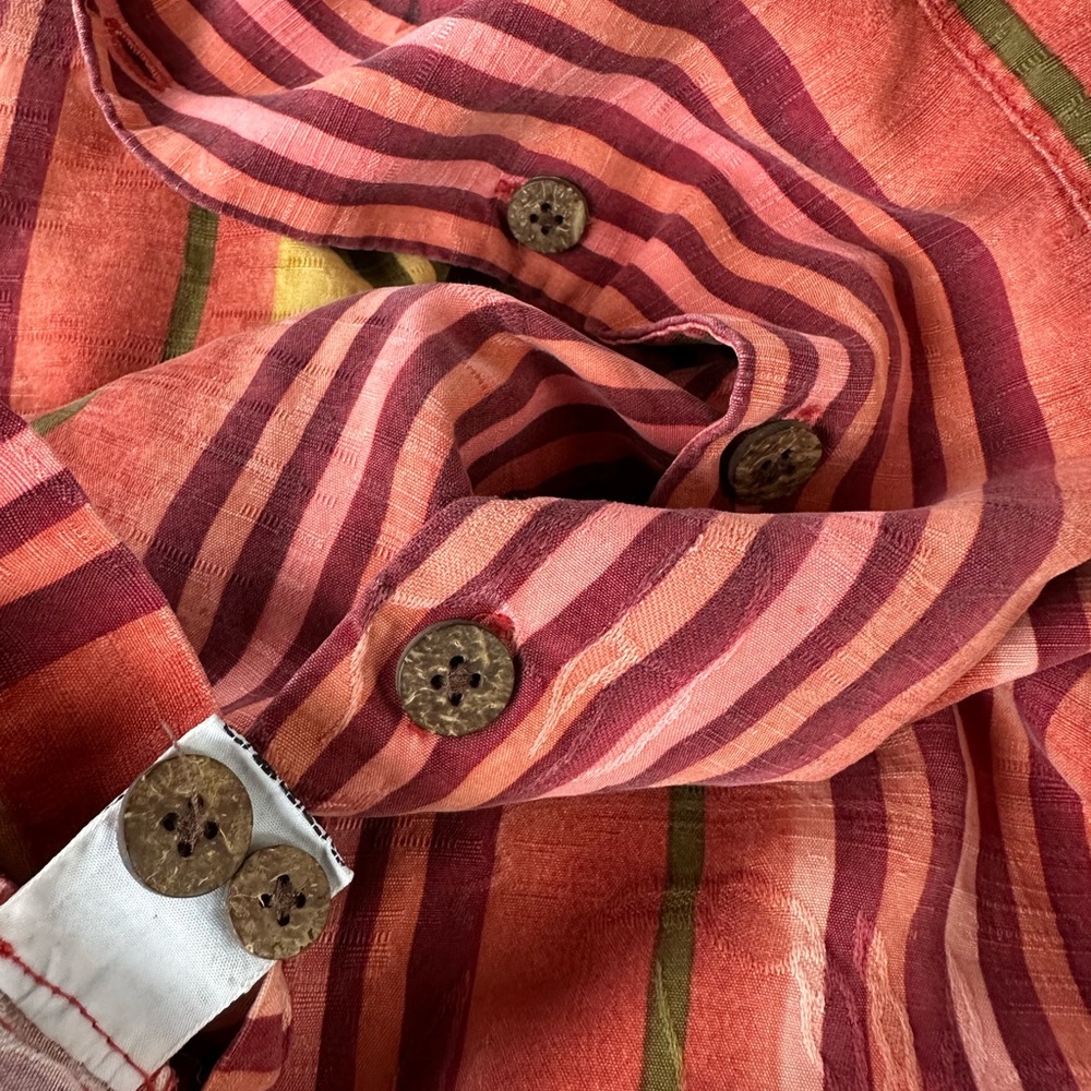 Silk Tommy Bahama Multi-Striped Sunset Relaxed Camp Shirt Vintage Vacation ~ M - Picture 8 of 17